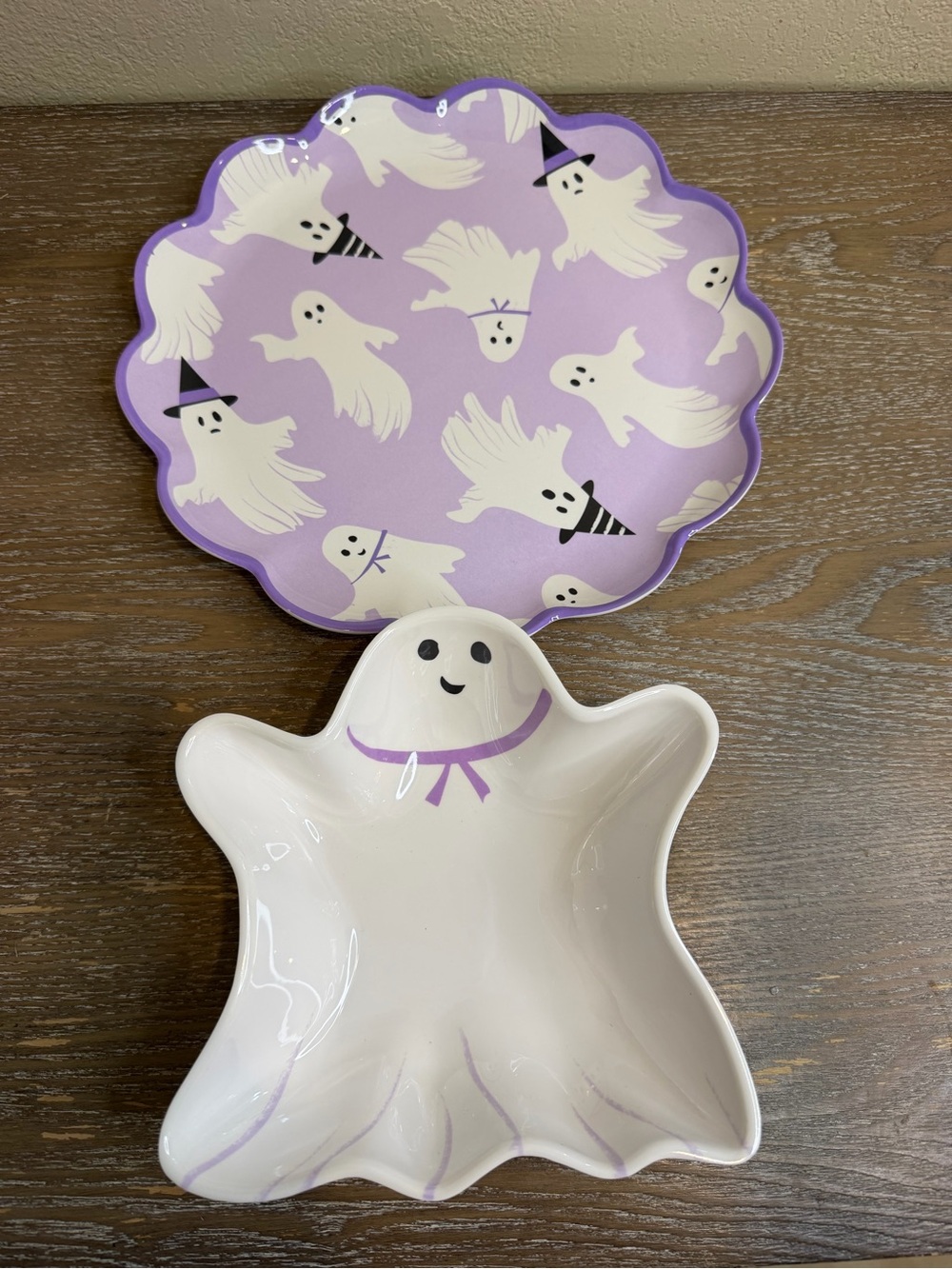 10.5" Halloween Melamine Ghost Dinner Plate and matching bowl